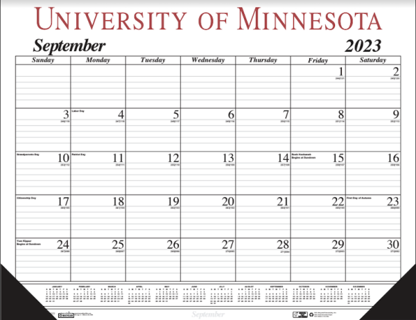 2022/2023 Dorm Desk Pad-Imprinted Calendar | University of Minnesota